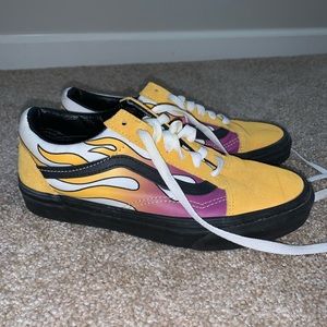 Purple and yellow flame vans!